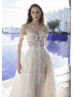 Ivory Lace Tulle Slit Sexy Wedding Dress With Detachable Straps